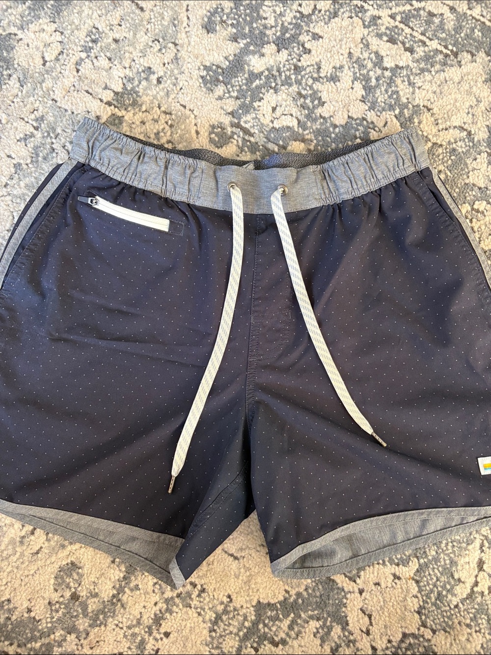 Vuori the rise the shine 5” Men's Navy Dot Drawstring Shorts